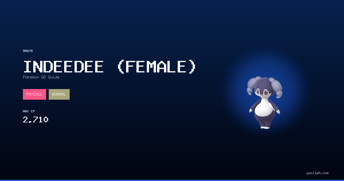 Indeedee Inflation Indeedee (Female) Pokemon GO — Best Moveset, PvP, Counters & Stats